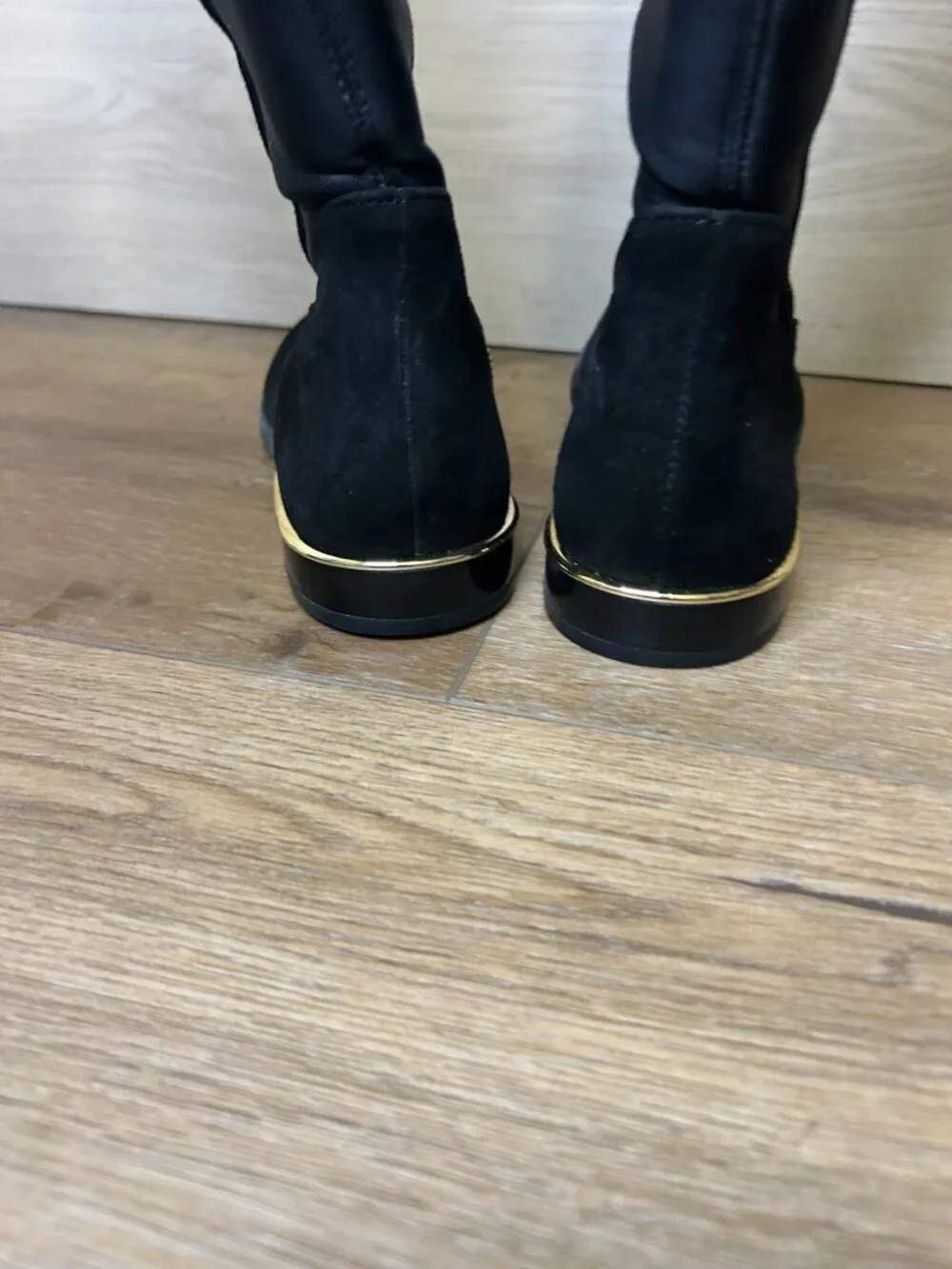 Calvin Klein Priya Over The Knee Boots Suede Neoprene Size 7 Black